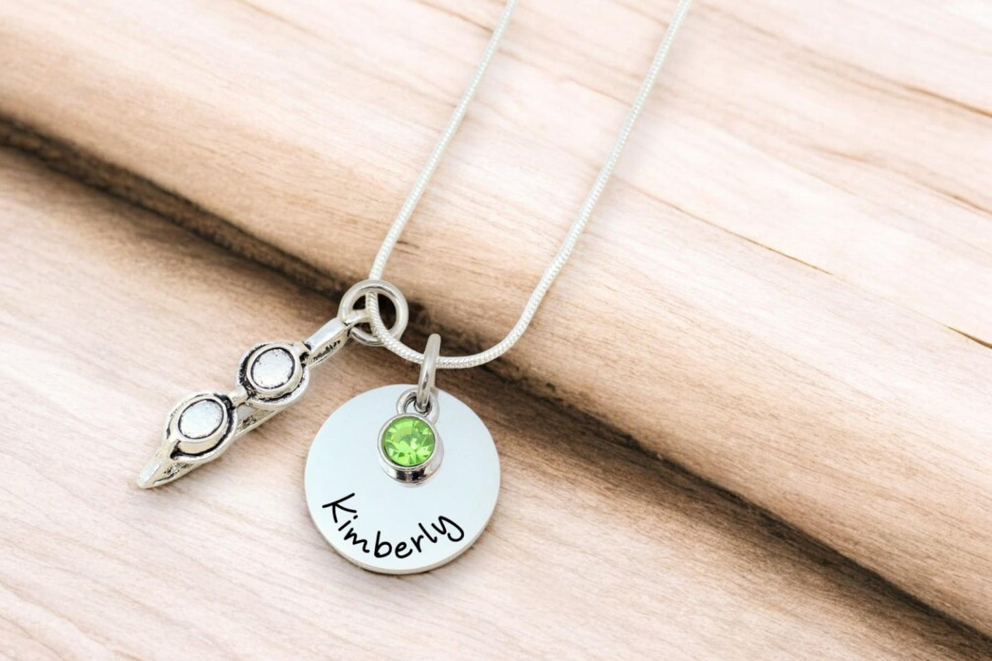 Personalized Swim Necklace: Custom Name & Birthstone - color and style options