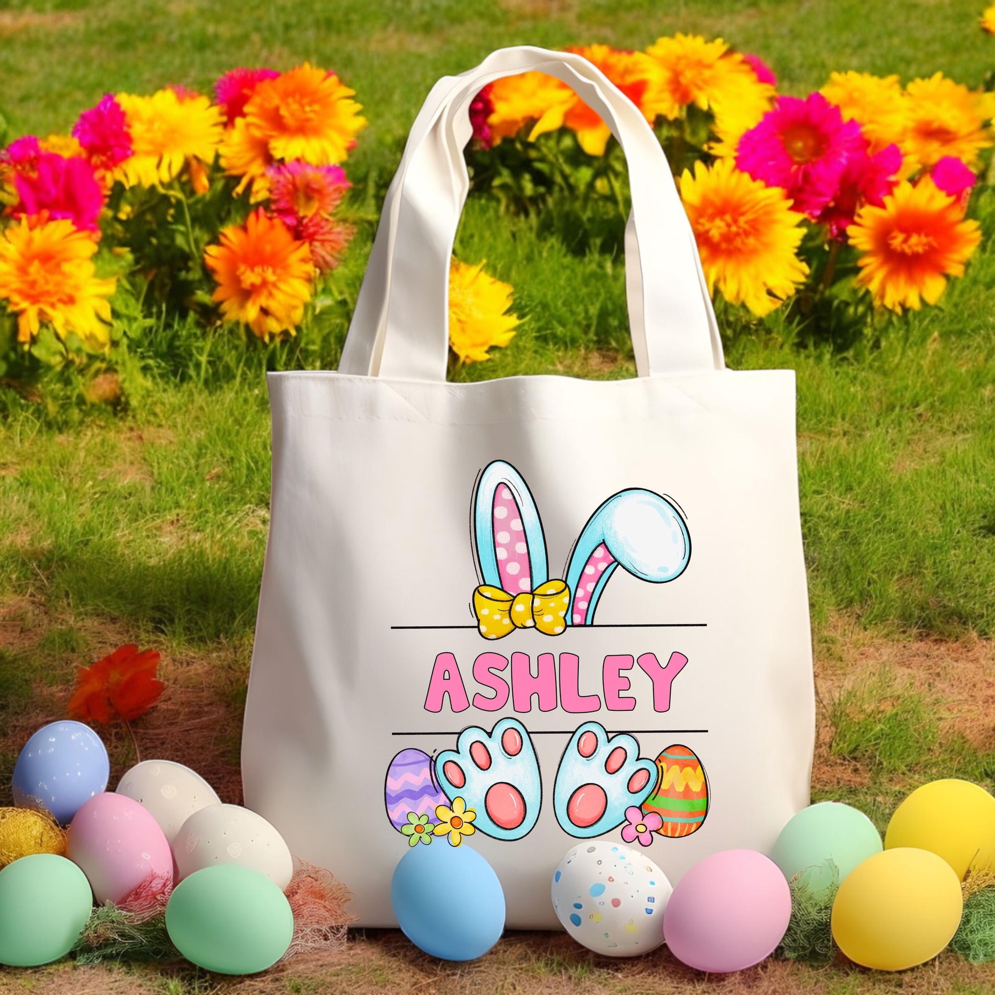 Personalized Easter Bunny Tote Bag with Name - a thoughtful custom gift