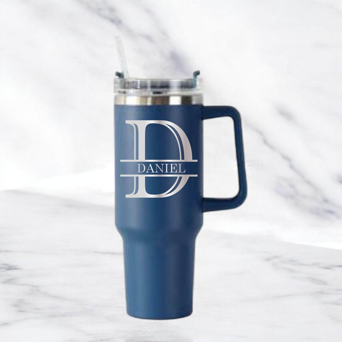Personalized 40oz Tumbler with Handle and Straw - color and style options