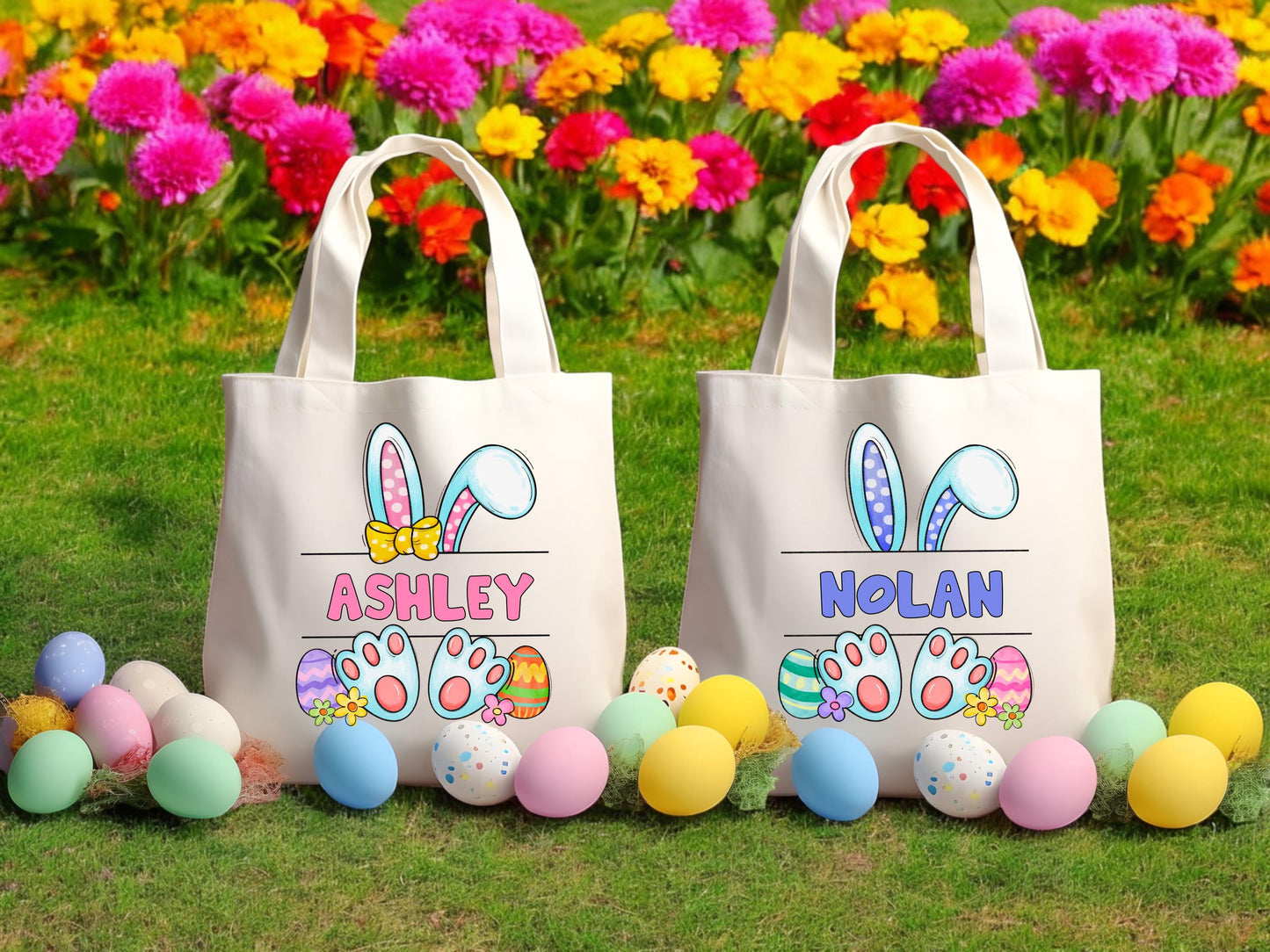 Personalized Easter Bunny Tote Bag with Name