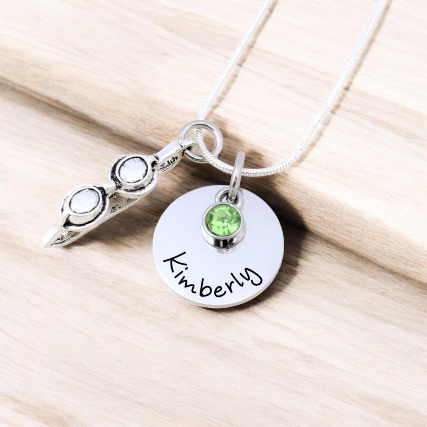 Personalized Swim Necklace: Custom Name & Birthstone