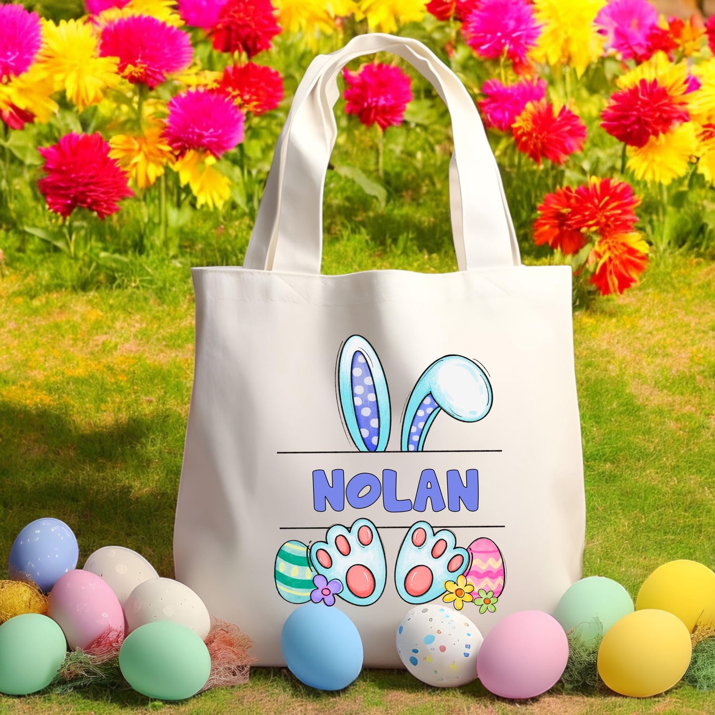 Personalized Easter Bunny Tote Bag with Name - color and style options
