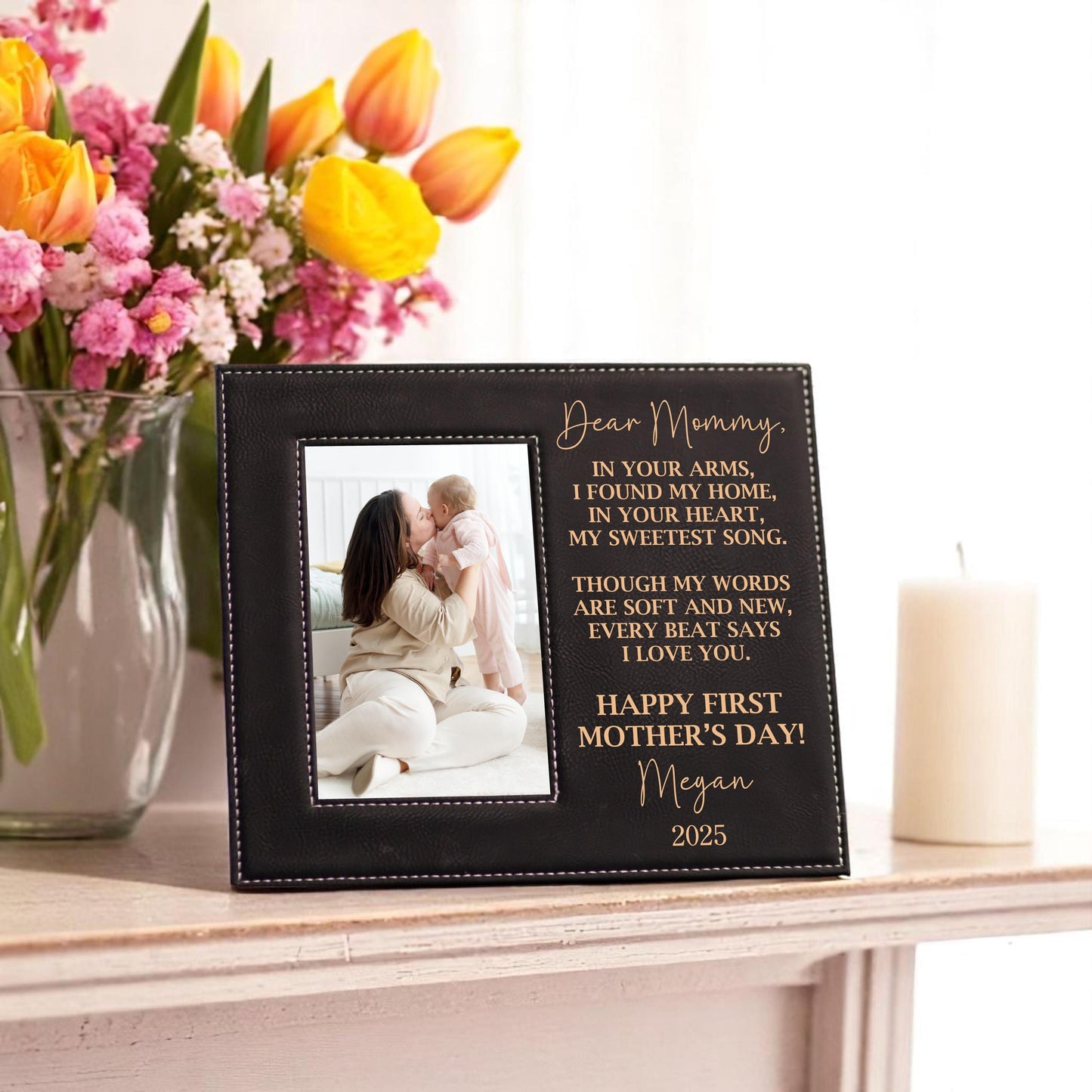 Personalized First Mothers Day Picture Frame - personalized engraved gift, family-made in Long Island