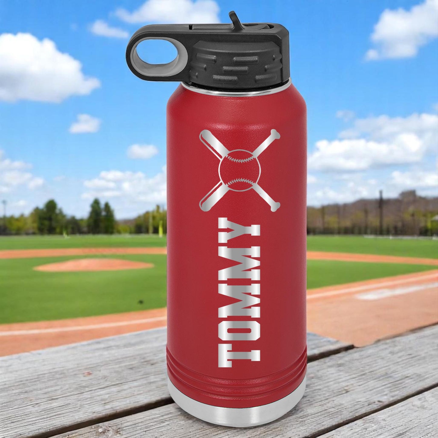 Personalized Baseball Player Water Bottle - a thoughtful custom gift