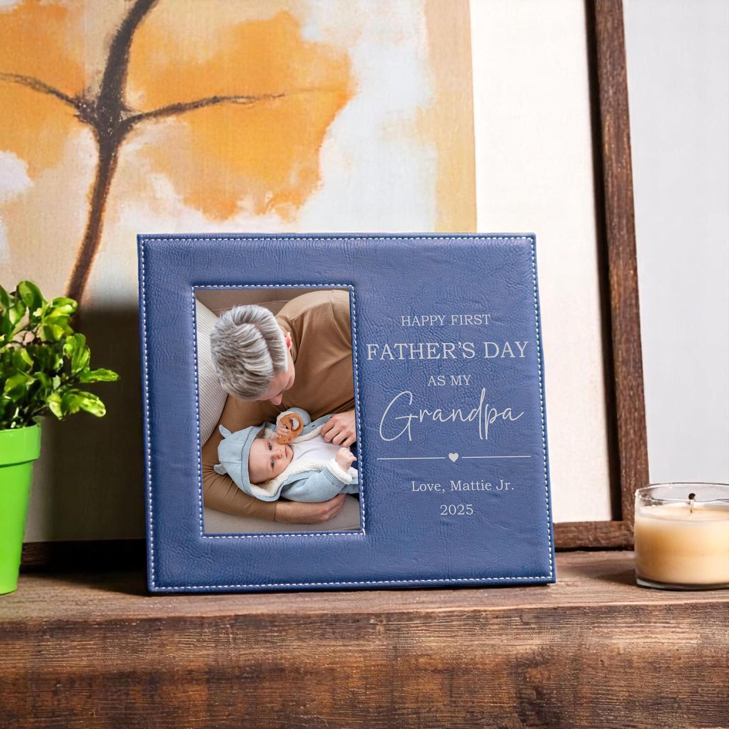 Personalized First Fathers Day Frame for Grandpa - personalized engraved gift, family-made in Long Island