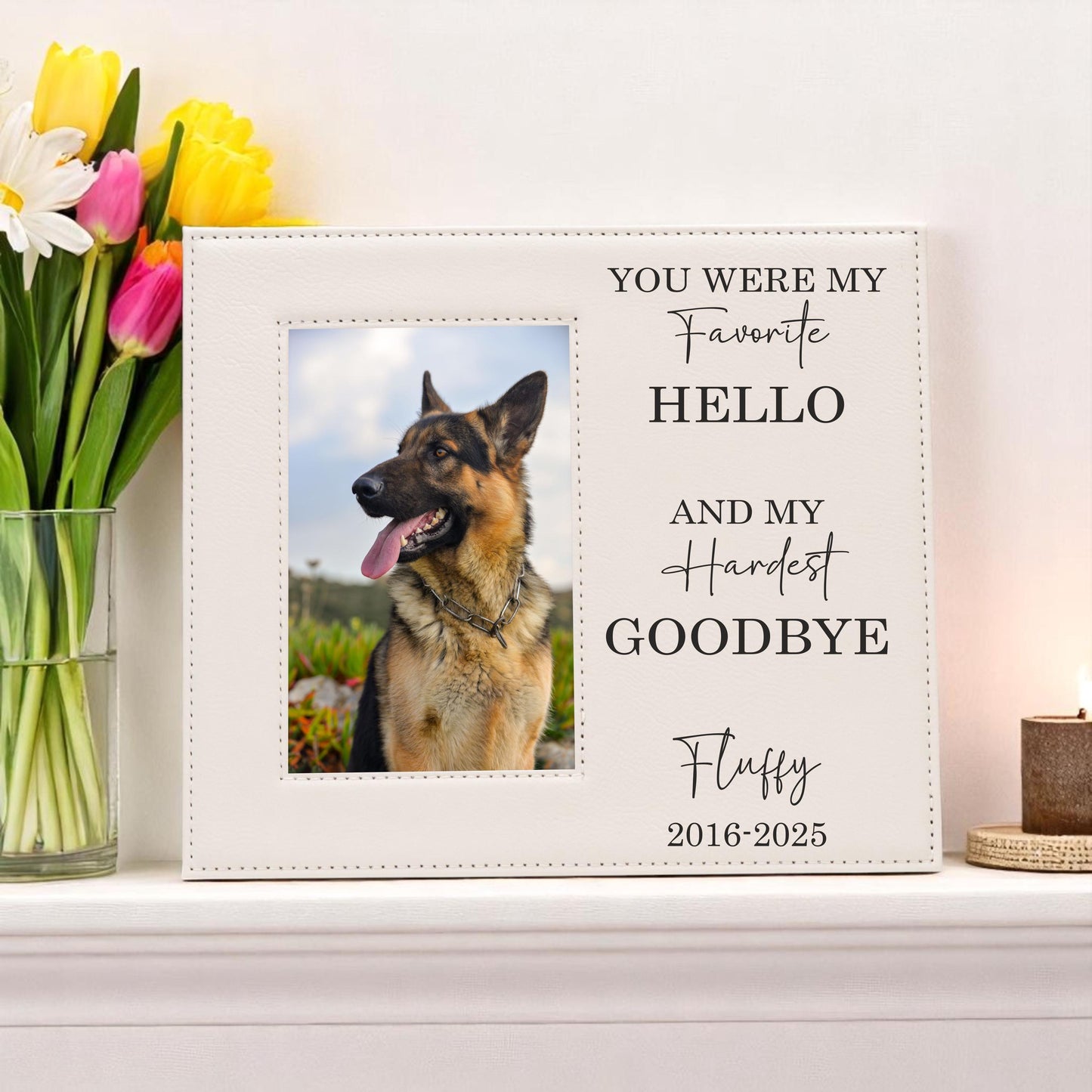 Custom Pet Memorial Frame – Personalized Dog or Cat Loss Gift – Engraved Photo Frame for Rainbow Bridge Remembrance, 4x6 or 5x7