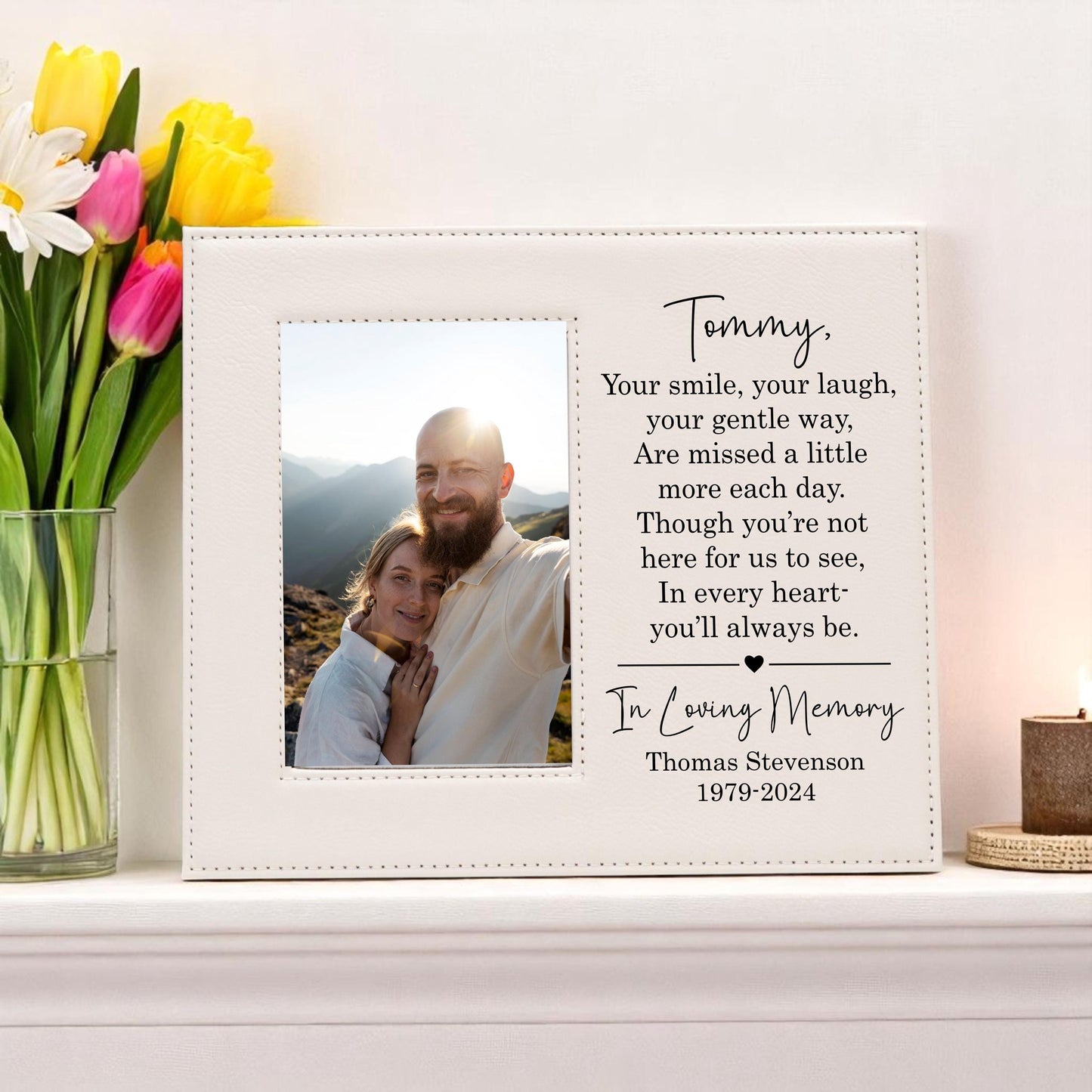 Memorial Picture Frame for Loss of Loved One – Personalized In Loving Memory Gift – Sympathy Frame with Poem – Funeral Keepsake for Family