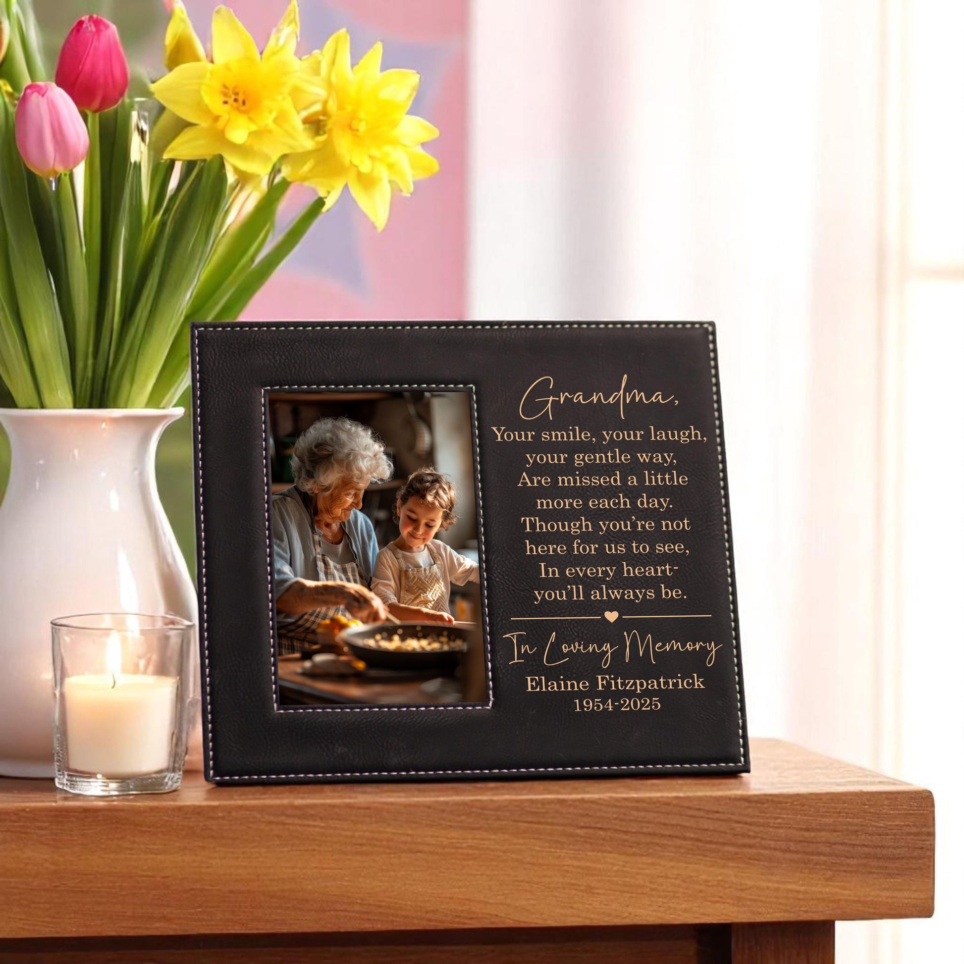 Memorial Picture Frame for Loss of Loved One - personalized engraved gift, family-made in Long Island
