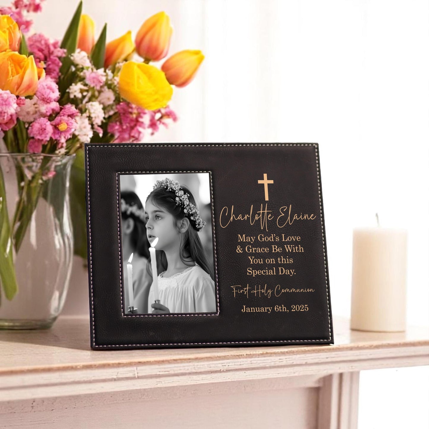 Personalized First Communion Picture Frame - personalization example