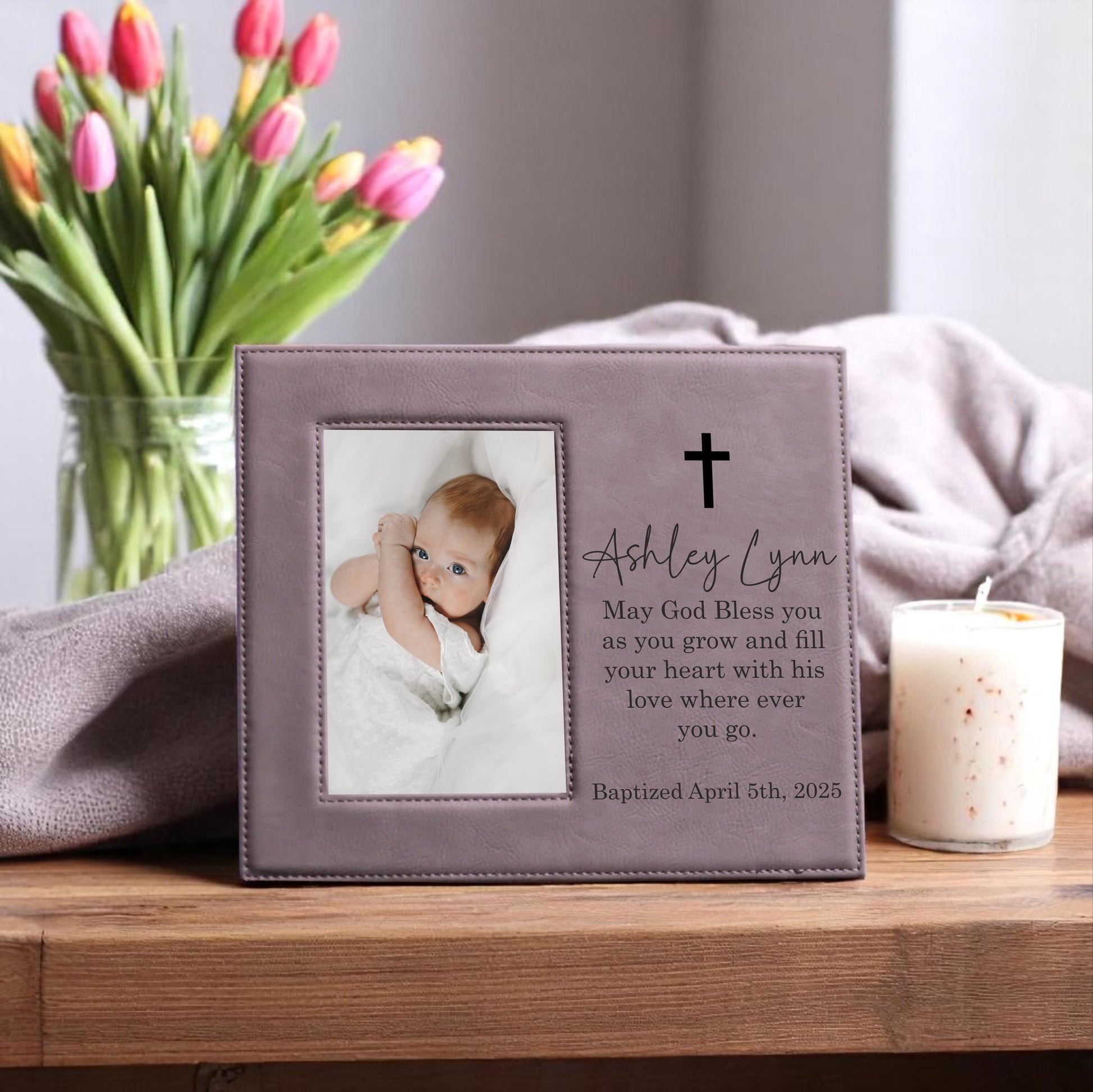 Personalized Baptism Picture Frame - color and style options