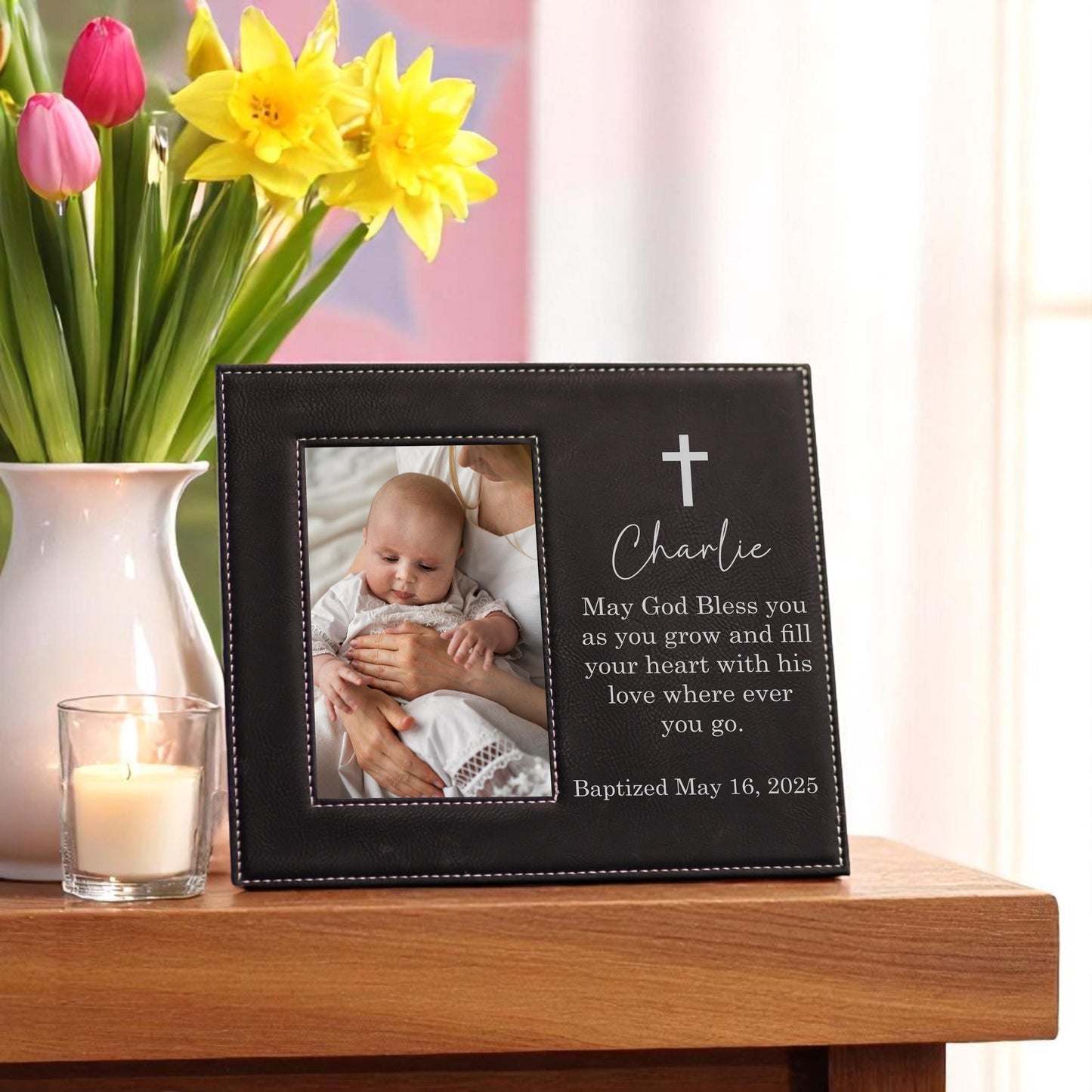Personalized Baptism Picture Frame - personalization example