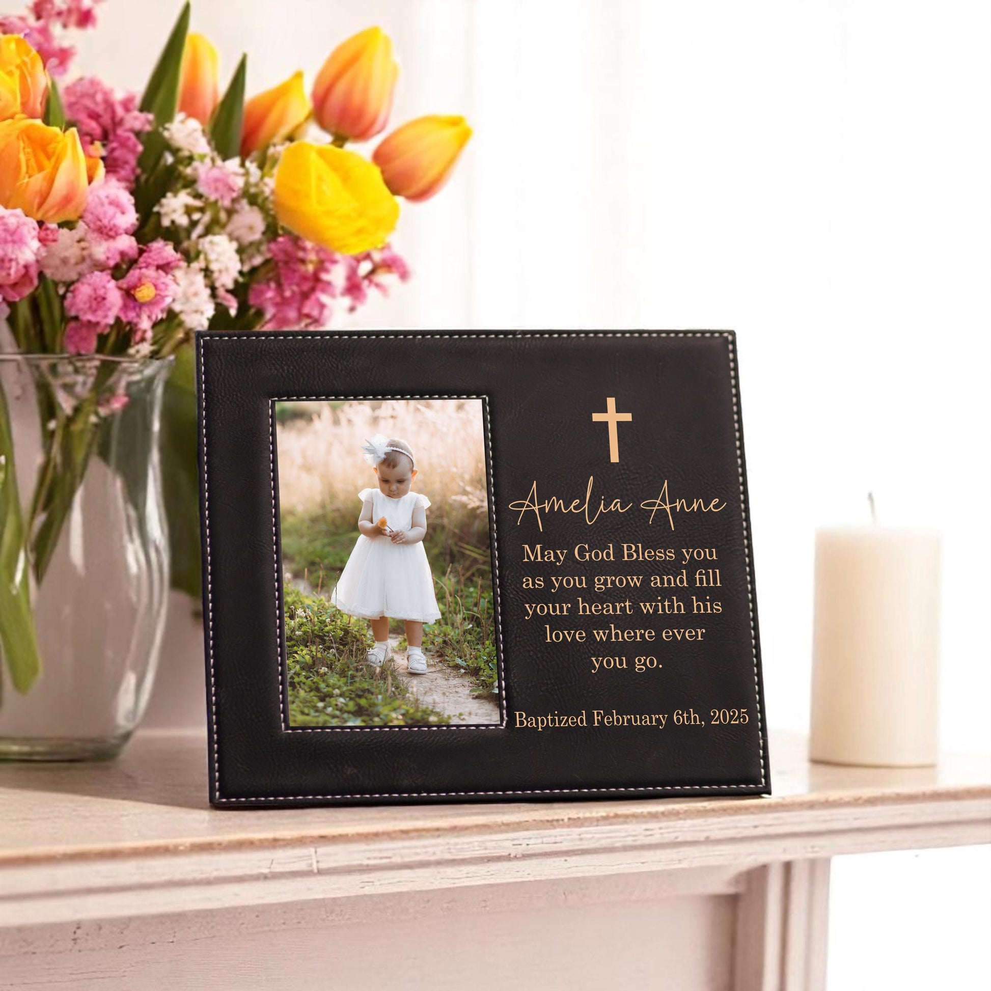 Personalized Baptism Picture Frame - color and style options