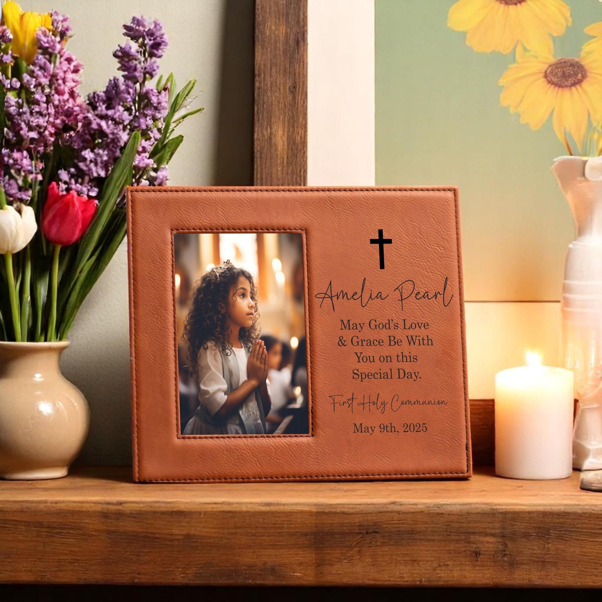 Personalized First Communion Picture Frame - personalized engraved gift, family-made in Long Island