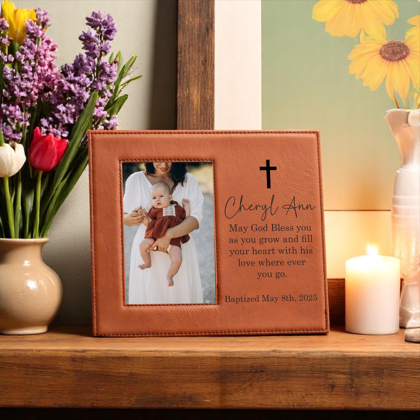 Personalized Baptism Picture Frame - personalized engraved gift, family-made in Long Island