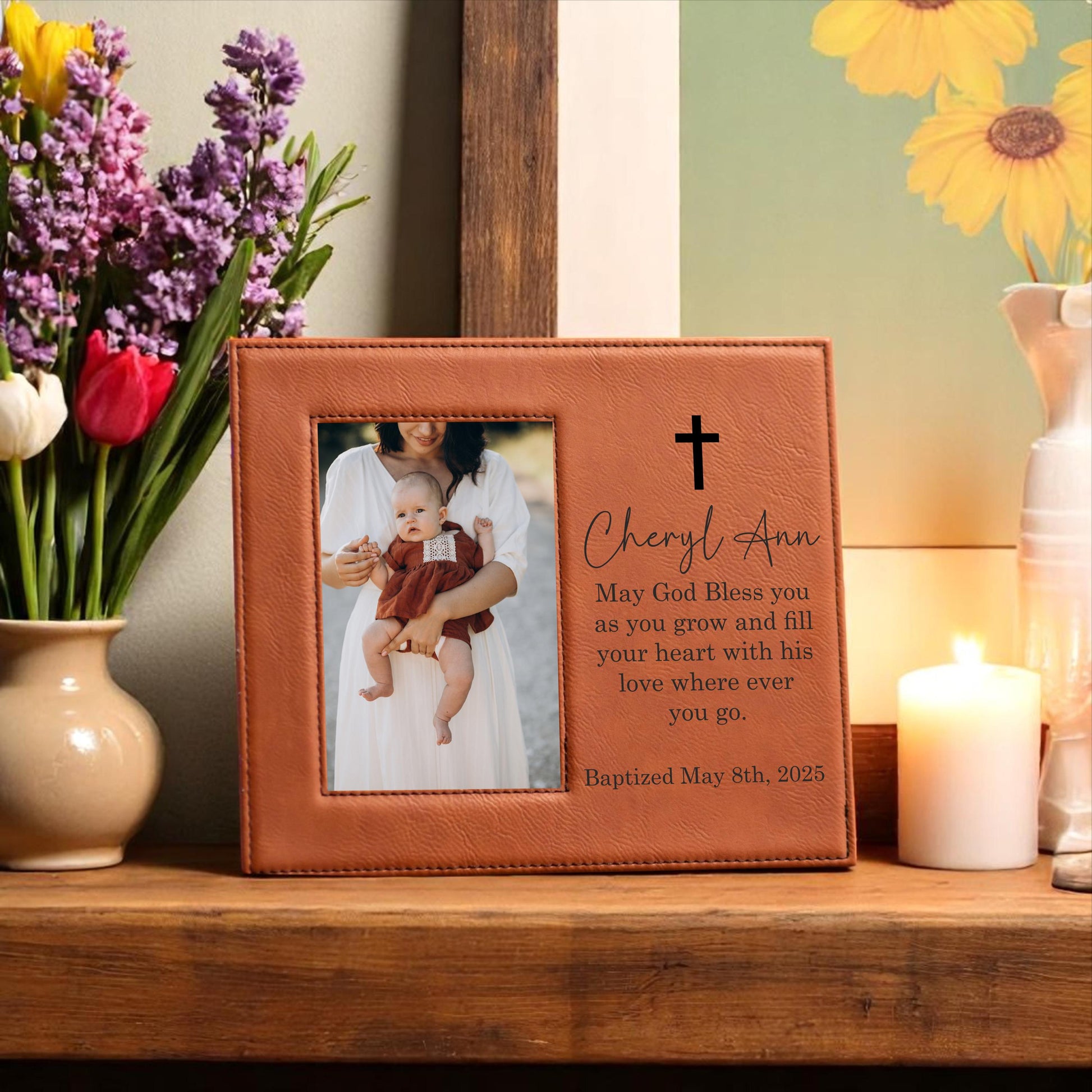 Personalized Baptism Picture Frame - personalized engraved gift, family-made in Long Island