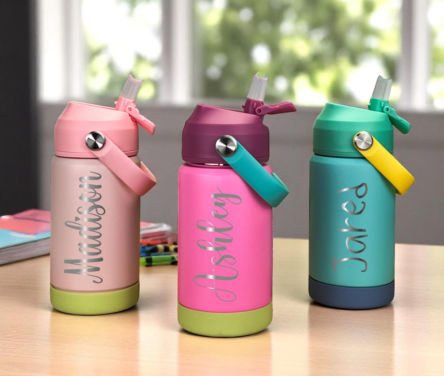 Personalized Kids Water Bottle with Straw