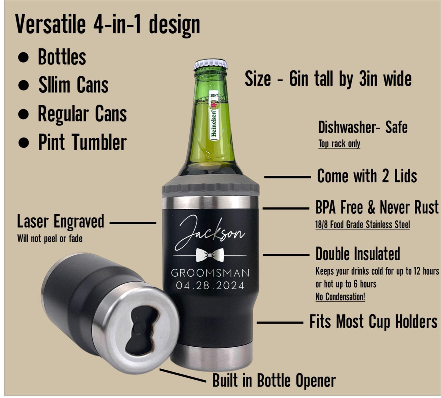 Groomsmen Can Cooler Holder • Groomsmen Gifts Personalized • Engraved Can Cooler • Beer Can Holder • Groomsmen Proposal•Groomsman Gift Ideas