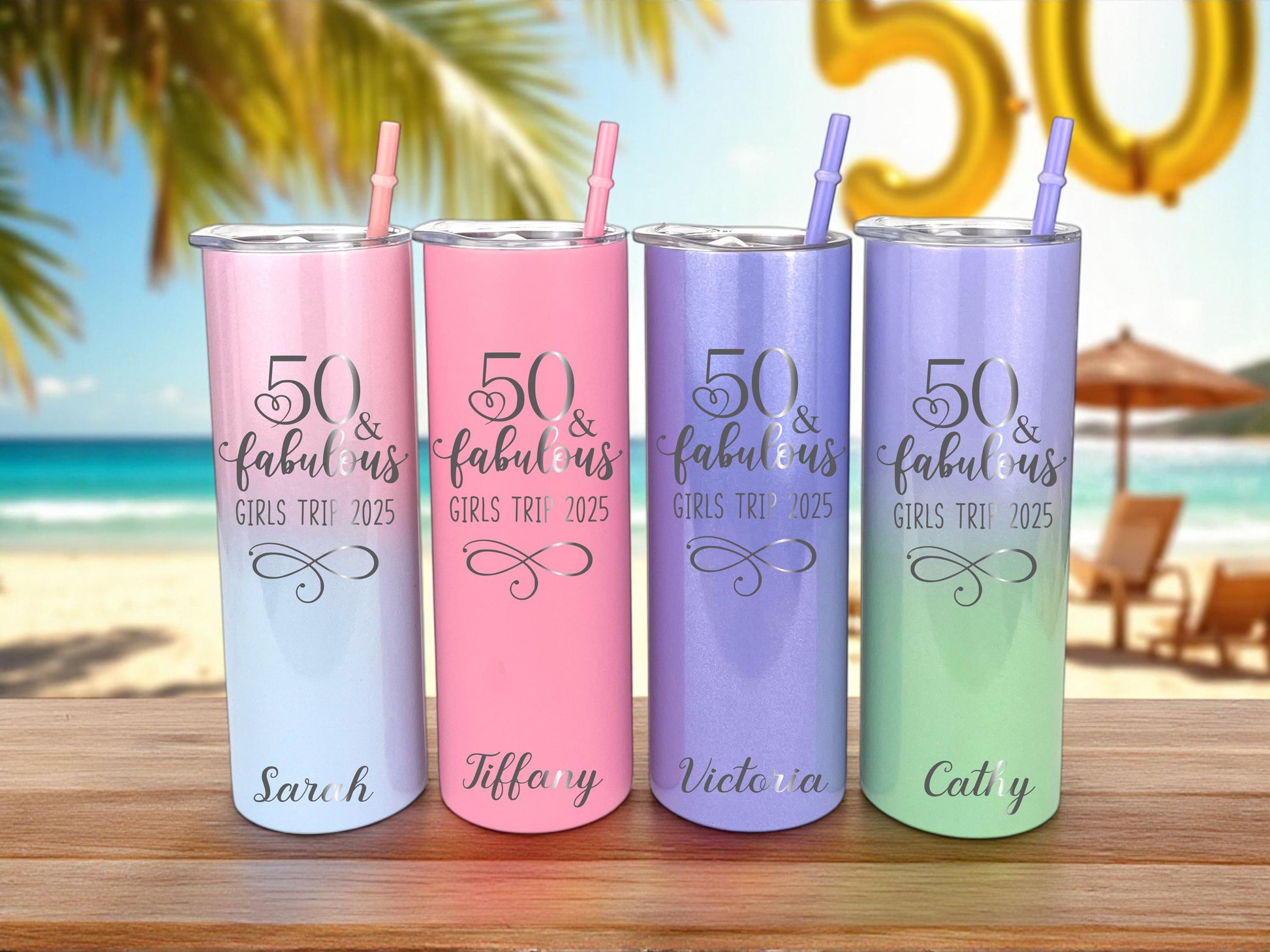Custom “50 & Fabulous” Tumbler - personalized engraved gift, family-made in Long Island