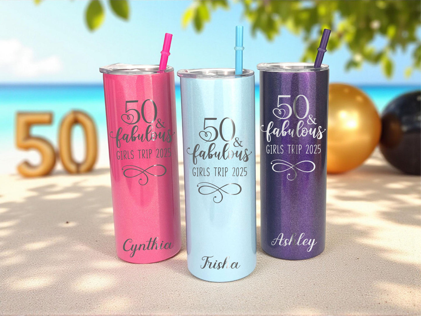 Custom “50 & Fabulous” Tumbler - personalized engraved gift, family-made in Long Island