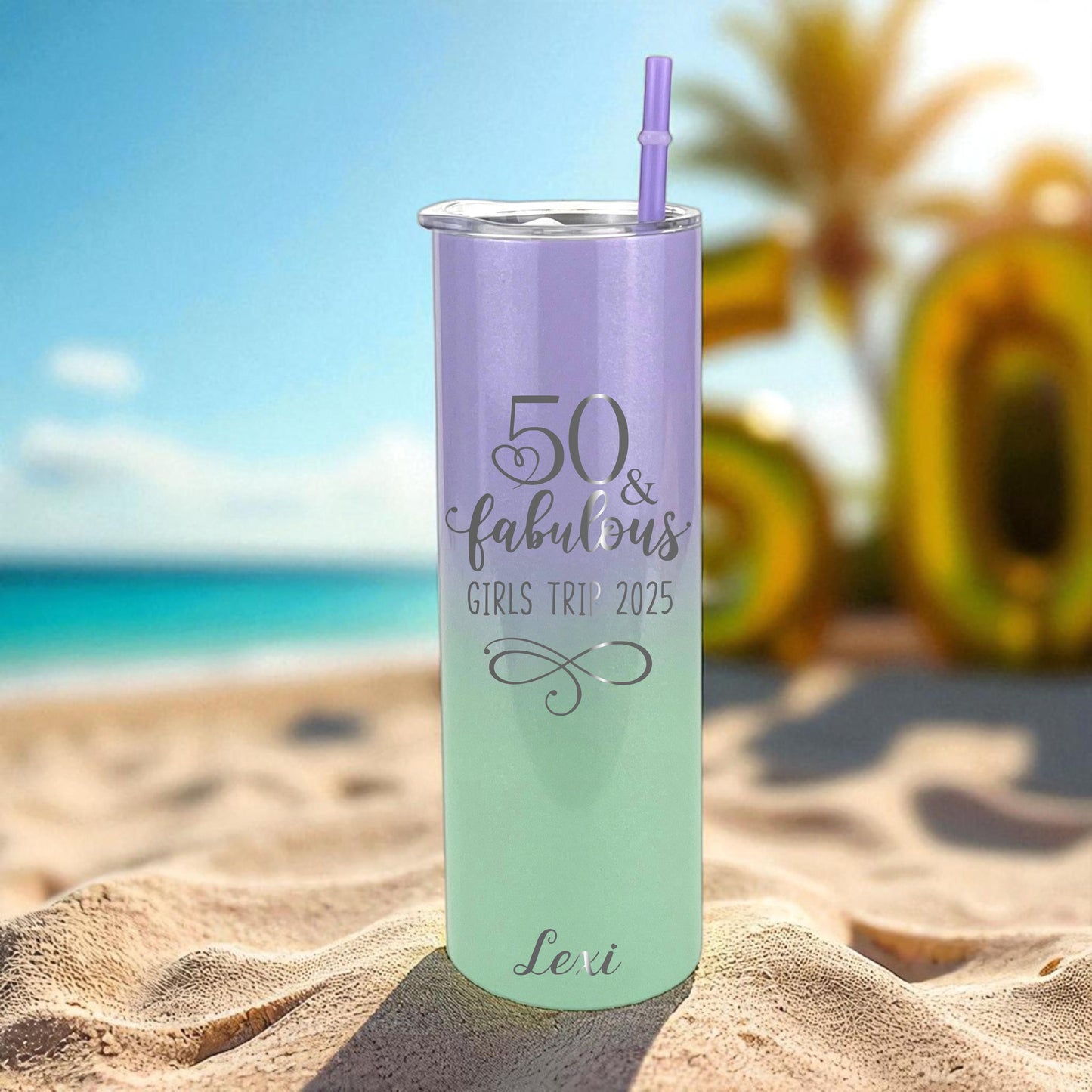 Custom “50 & Fabulous” Tumbler - color and style options