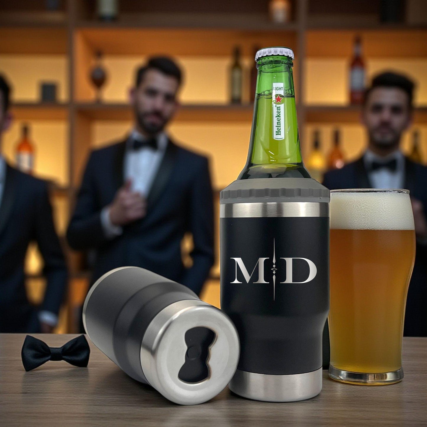 Groomsmen Can Cooler Holder • Groomsmen Gifts Personalized • Engraved - personalized engraved gift, family-made in Long Island