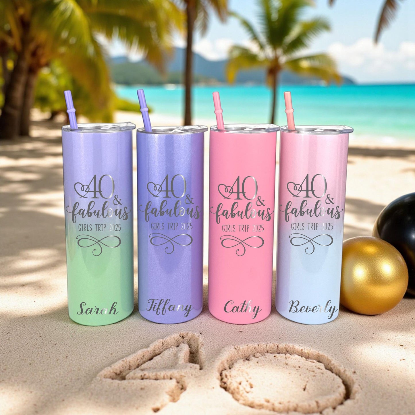 40th Birthday Tumbler with Straw