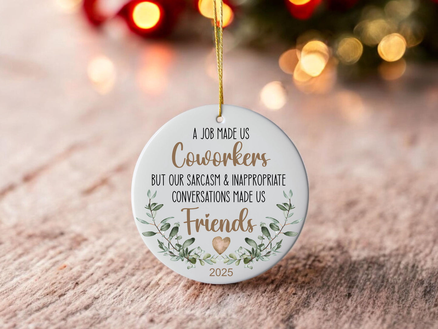Coworker Christmas Ornament - personalized engraved gift, family-made in Long Island