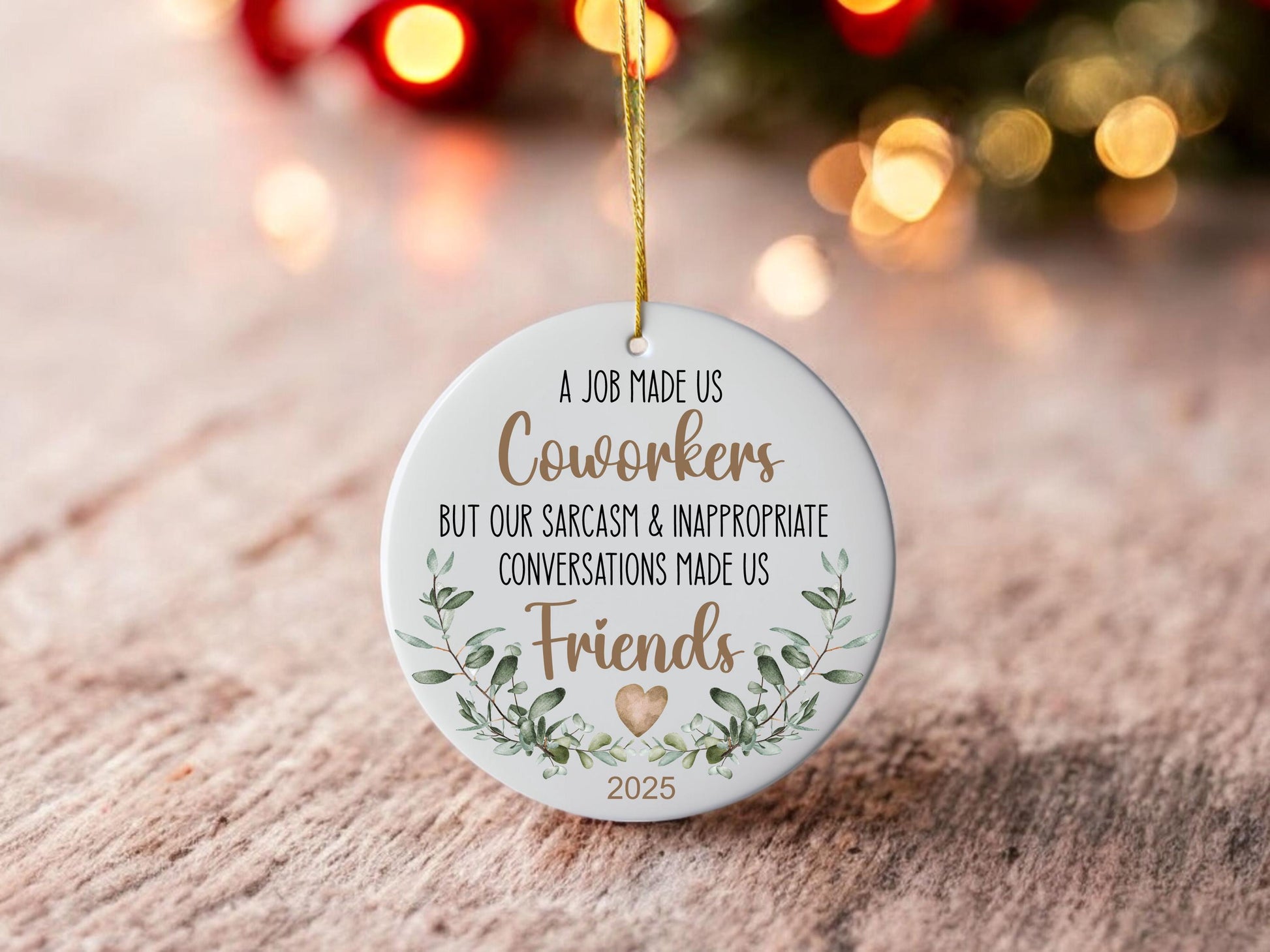 Coworker Christmas Ornament - personalized engraved gift, family-made in Long Island