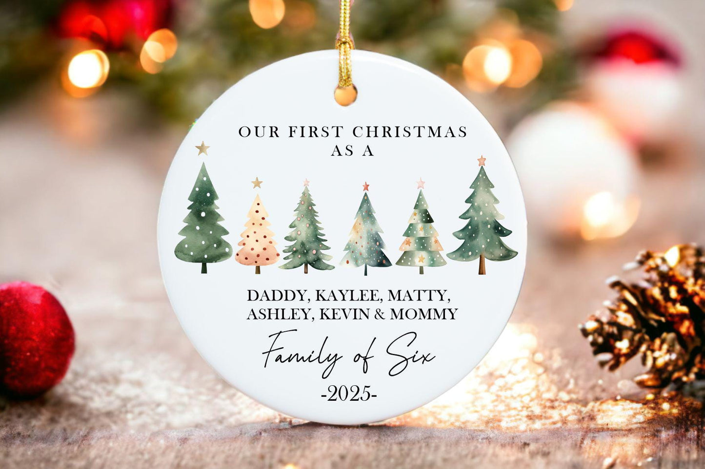Family of Six Christmas Ornament
