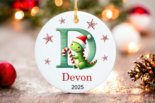 Personalized Dinosaur Initial Ornament
