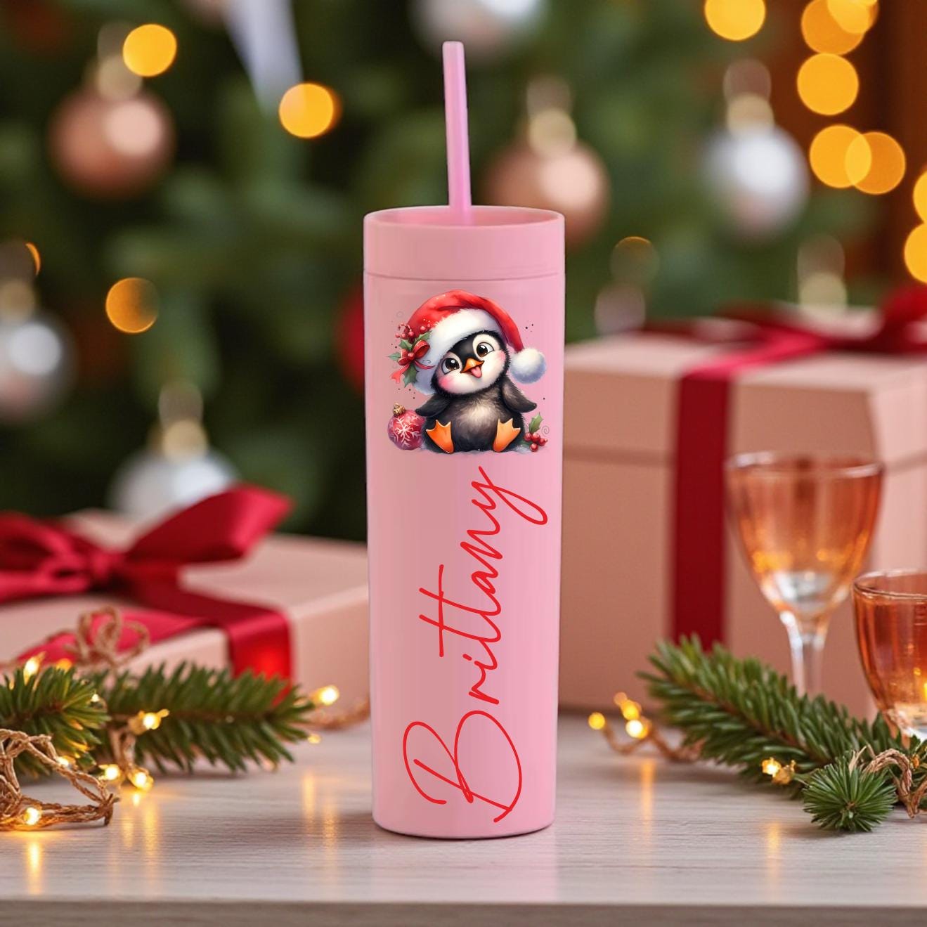 Personalized Funny Christmas Tumbler - close-up of the custom engraving