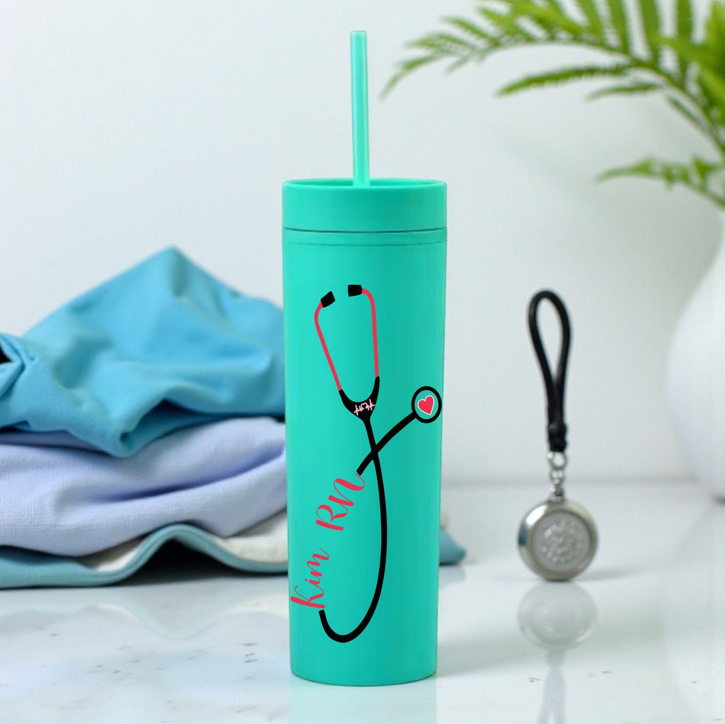 Custom Acrylic Tumbler Cup with Stethoscope and Name - personalization example