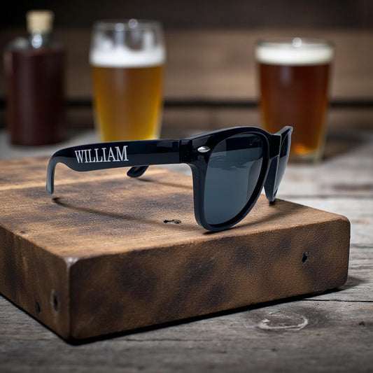 Custom Groomsman Sunglasses Personalized Wedding Party Shades for - close-up of the custom engraving