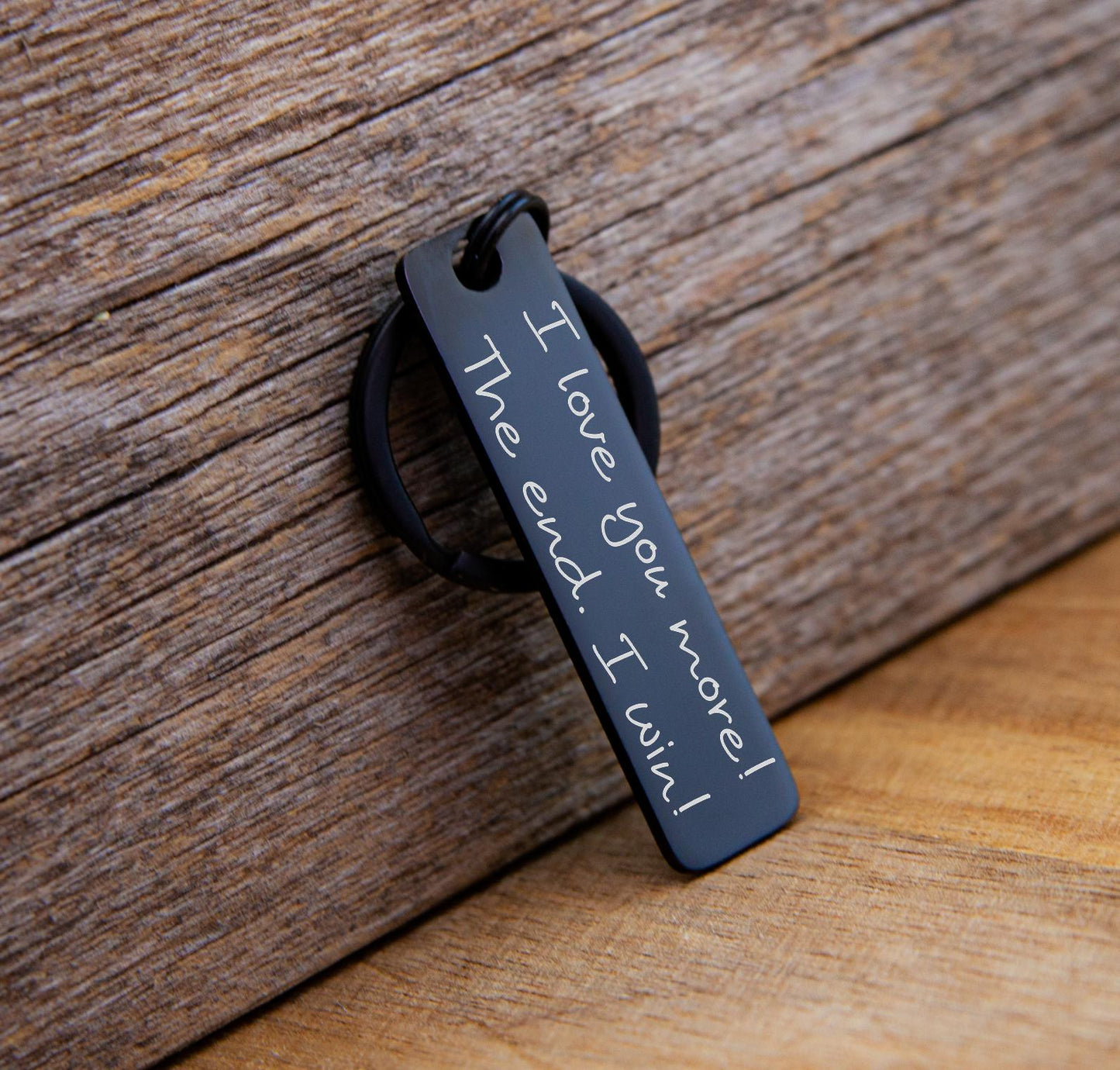 Drive Safe Keychain Gift - close-up of the custom engraving
