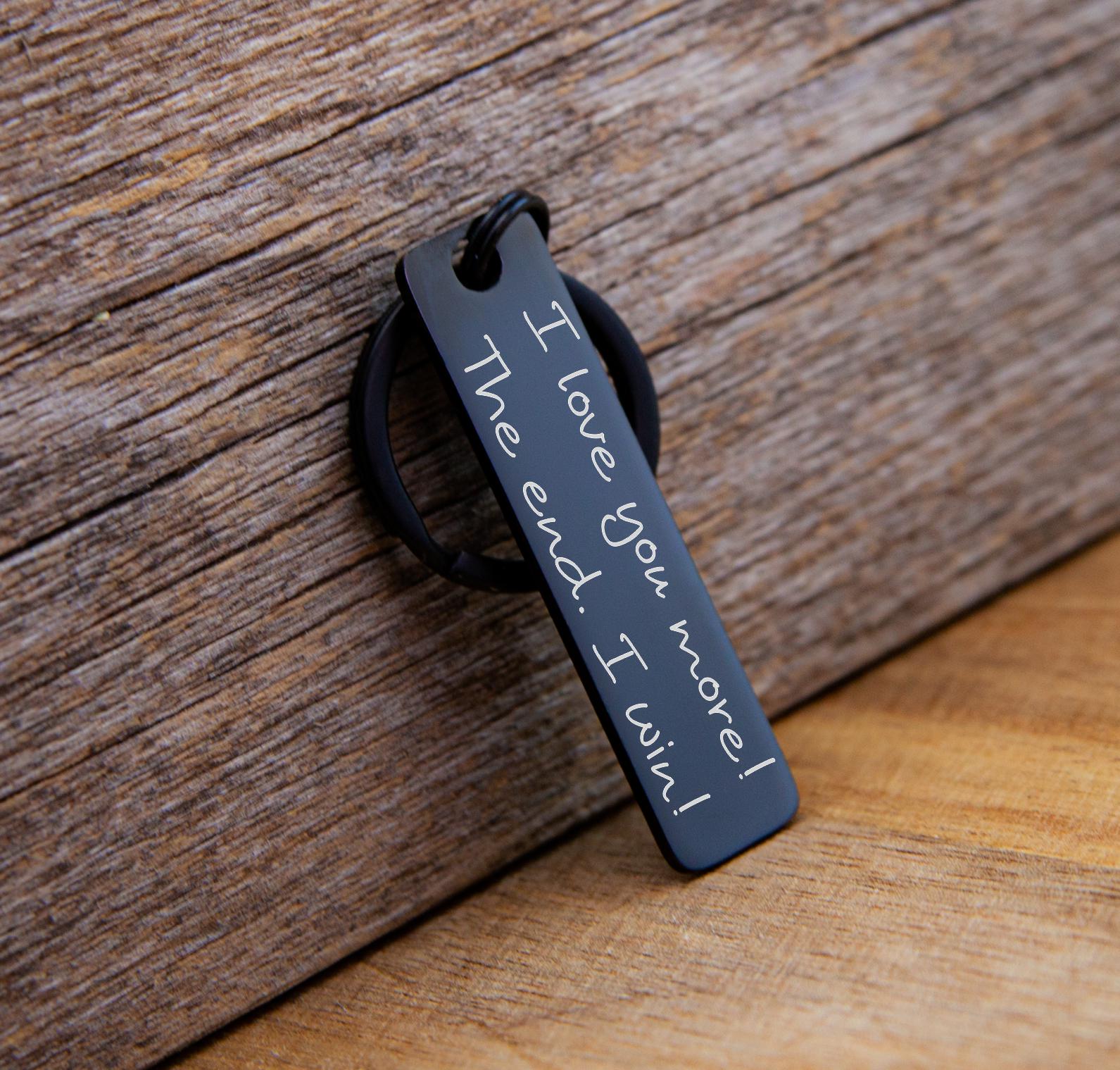 Drive Safe Keychain Gift - close-up of the custom engraving