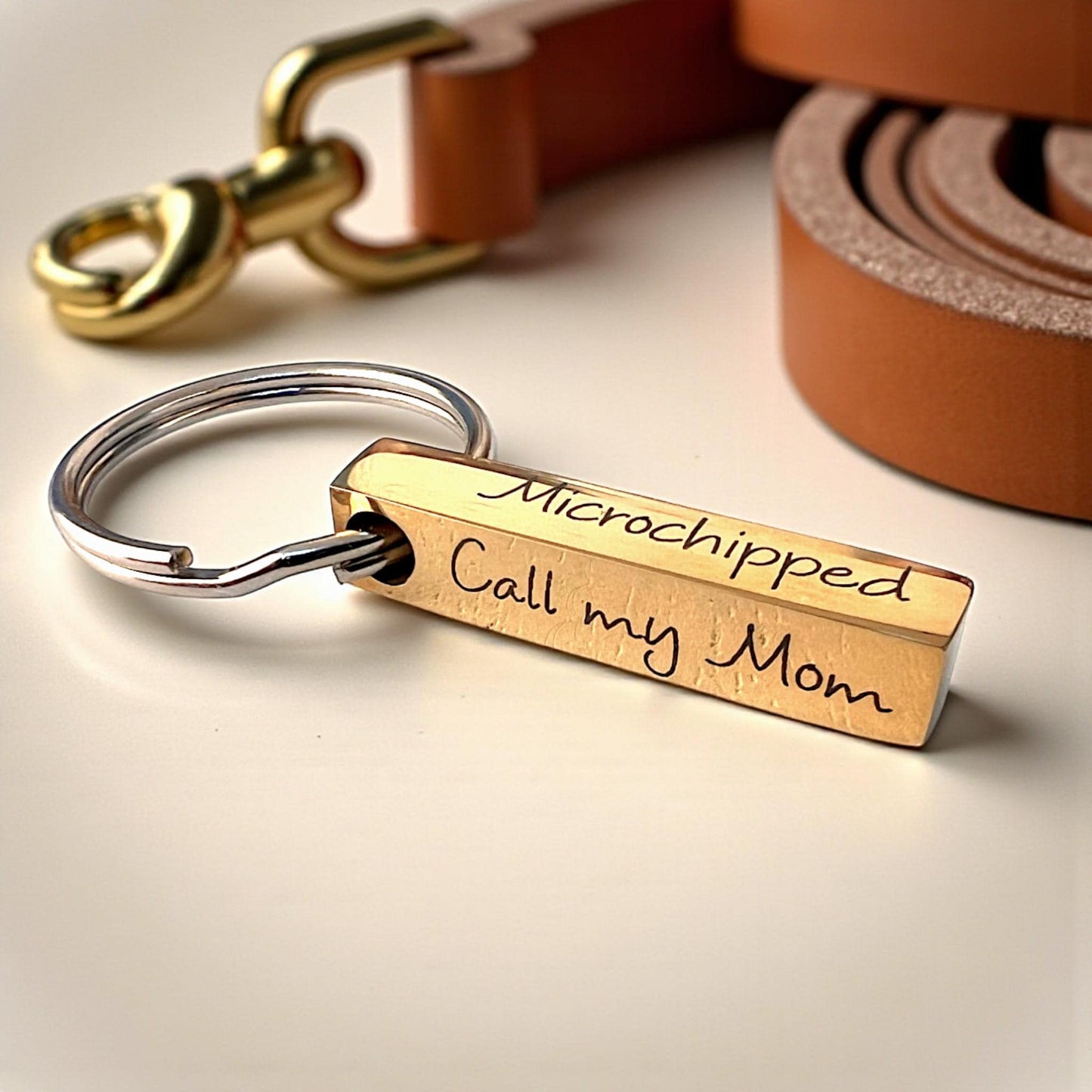Custom Engraved 4 Sided Pet ID Tag Bar with Name Phone Number Microchipped Text for Dogs and Cats