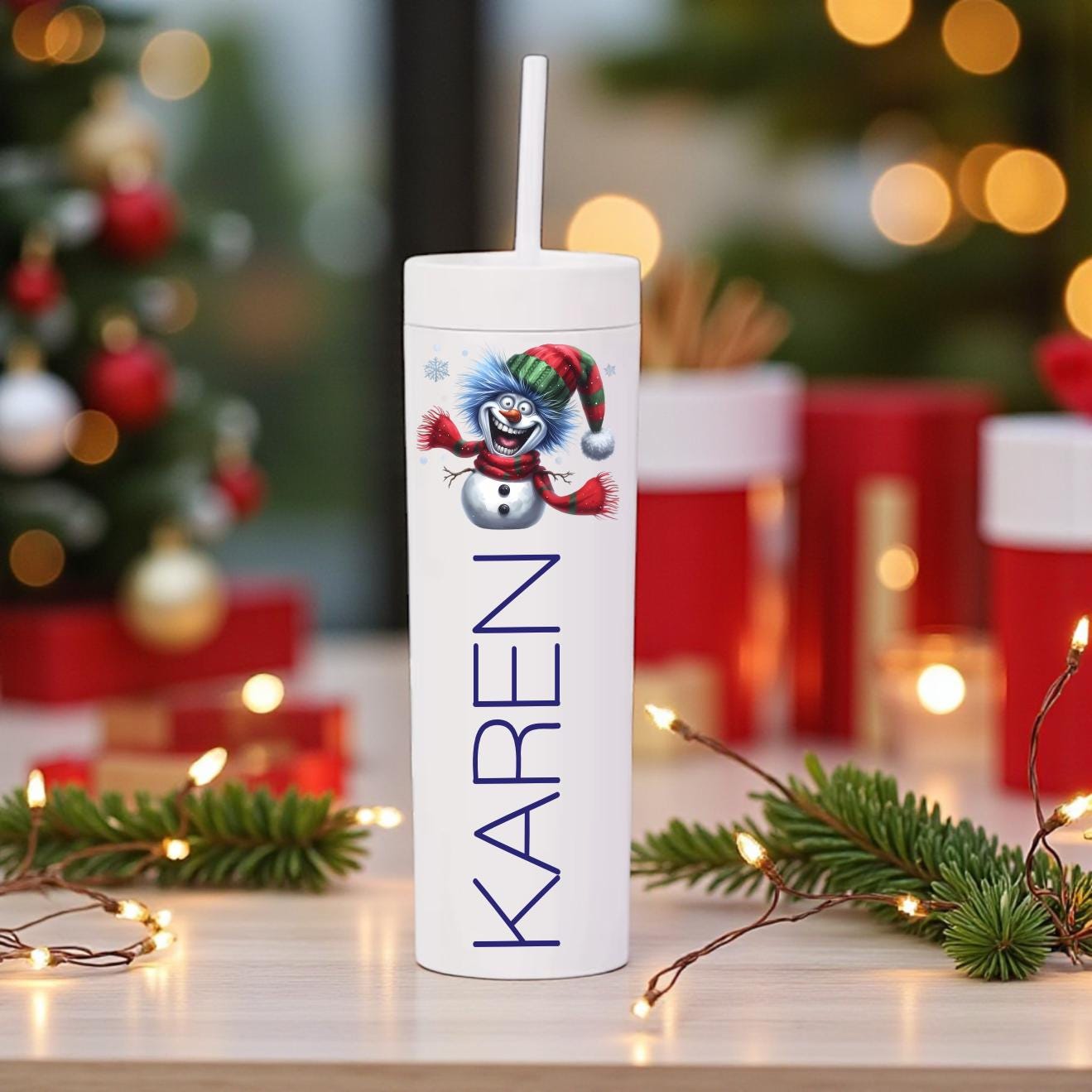Personalized Funny Christmas Tumbler - close-up of the custom engraving