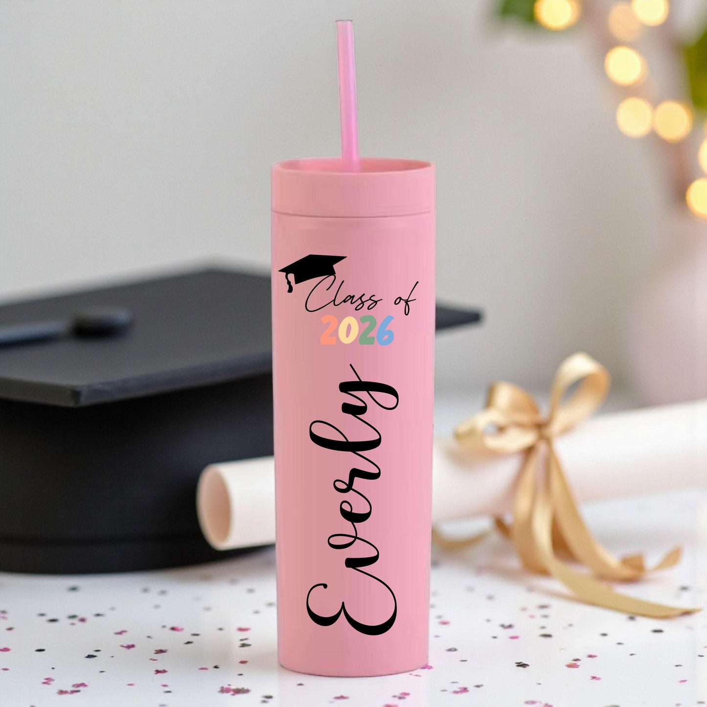 Graduation Tumbler Class of 2026 - close-up of the custom engraving