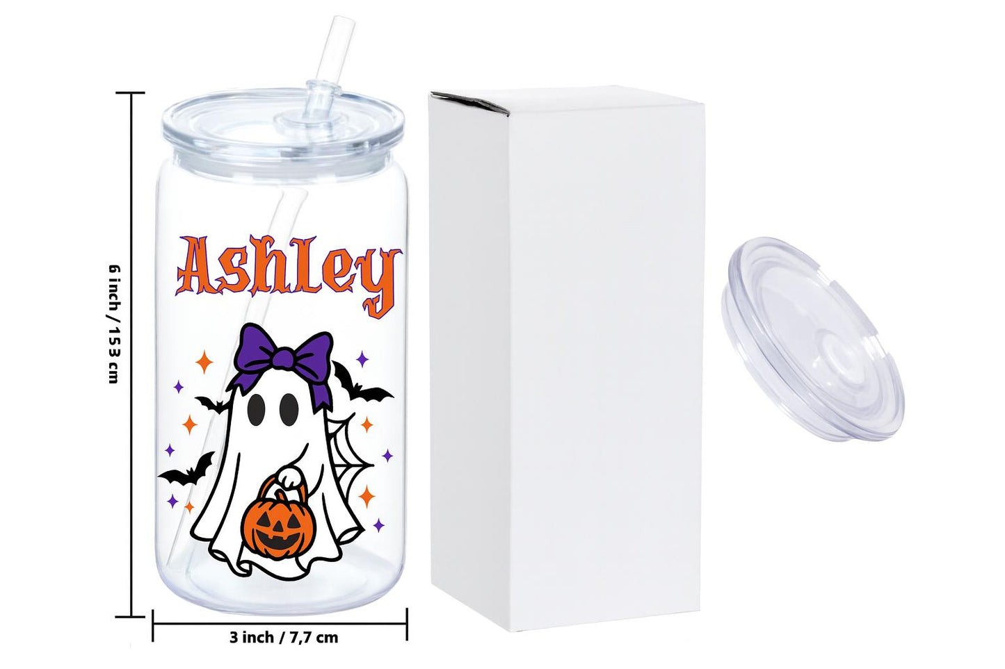 Kids Halloween Tumbler - close-up of the custom engraving