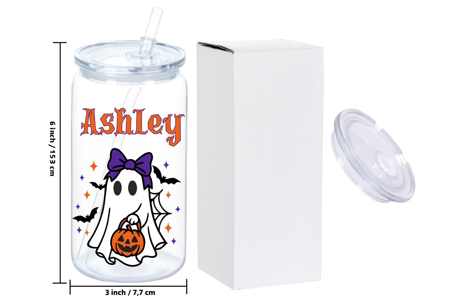 Kids Halloween Tumbler - close-up of the custom engraving