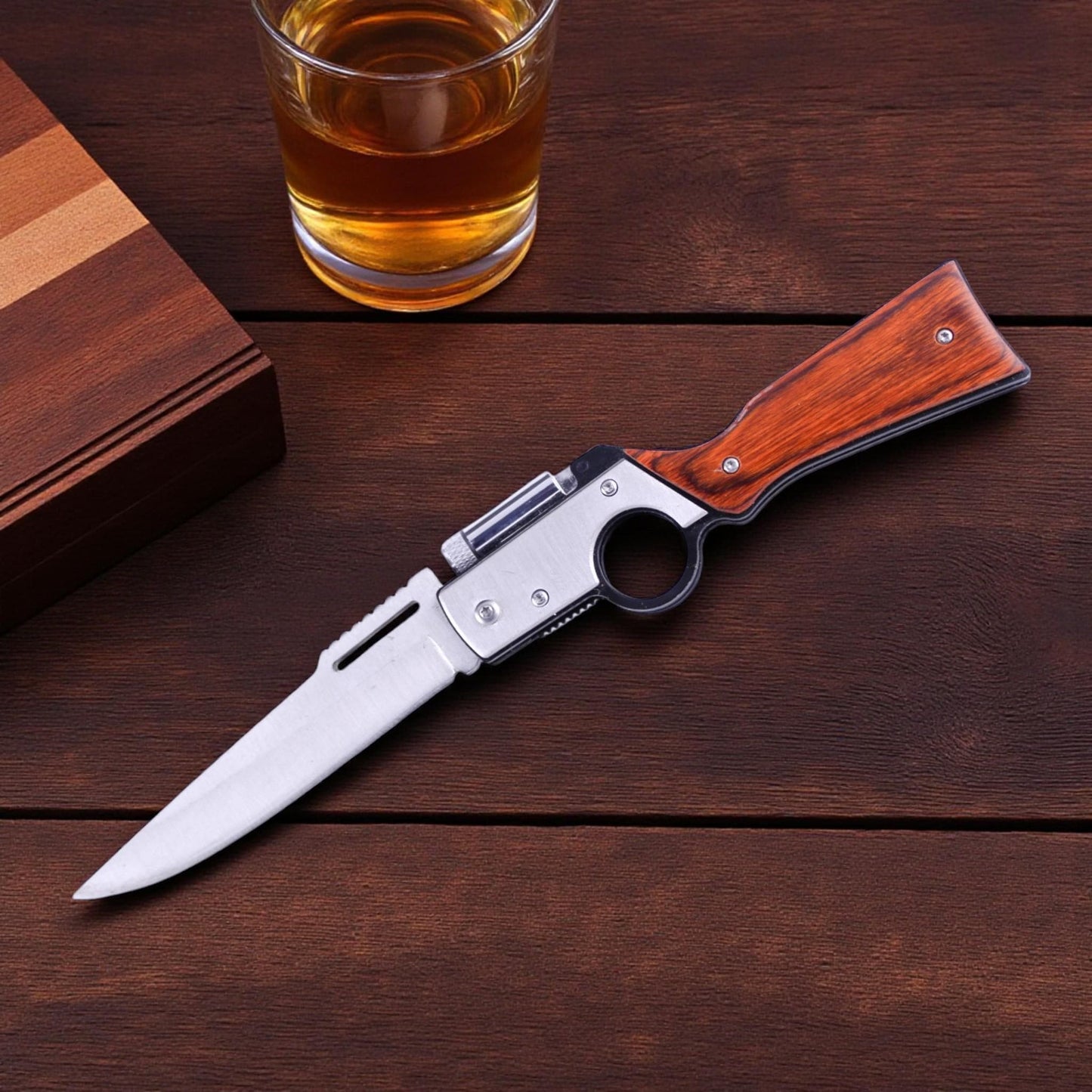 Personalized Groomsman Knife with Custom Name and Wood Handle - personalization example