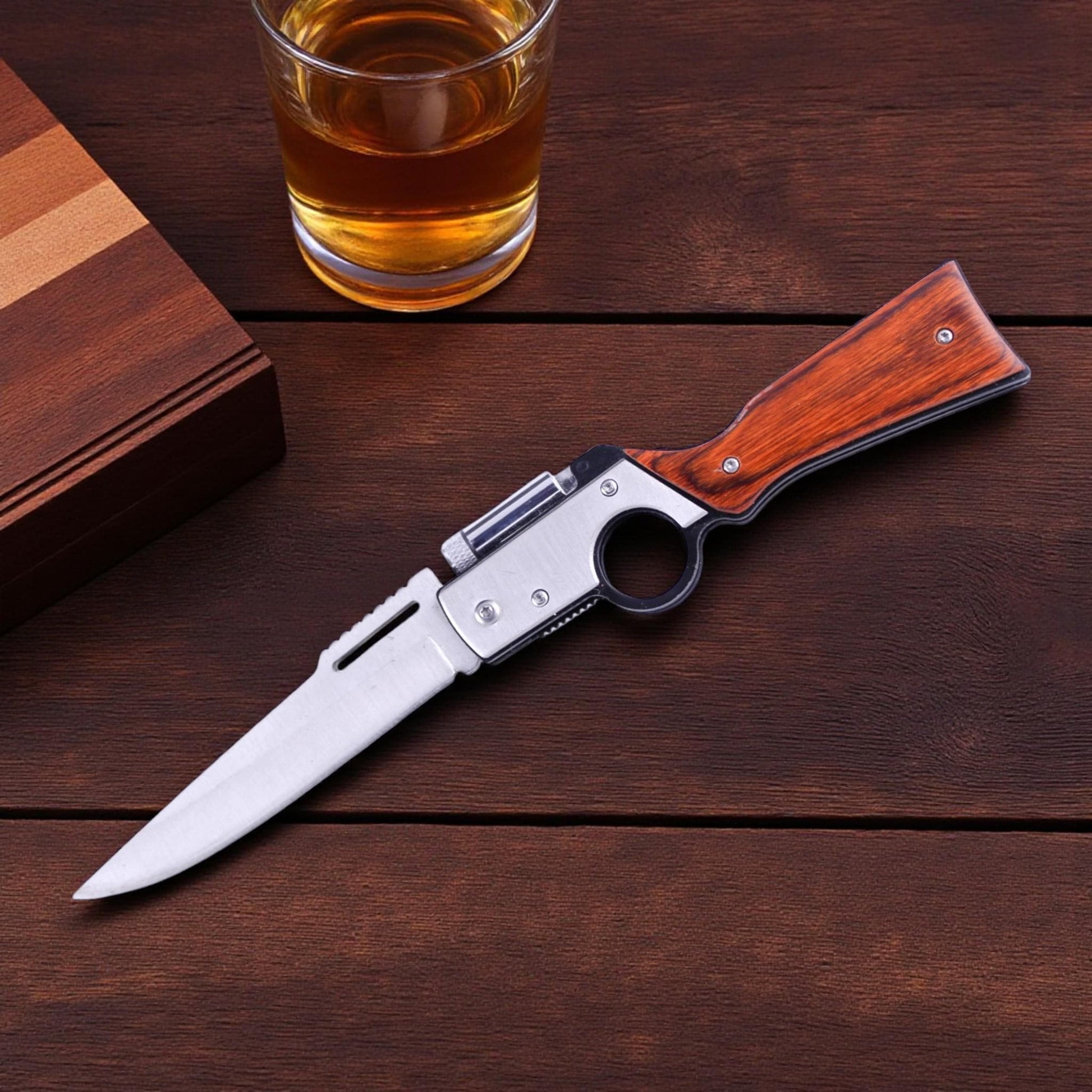 Personalized Groomsman Knife with Custom Name and Wood Handle - personalization example