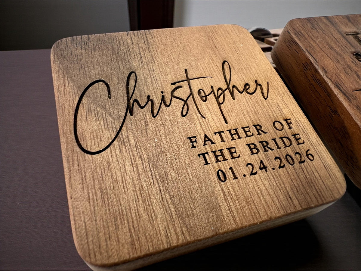 Personalized Wooden Cufflinks Box Set