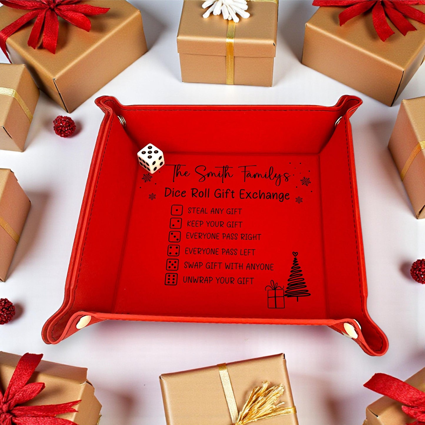 Christmas Game Dice Gift Exchange Tray
