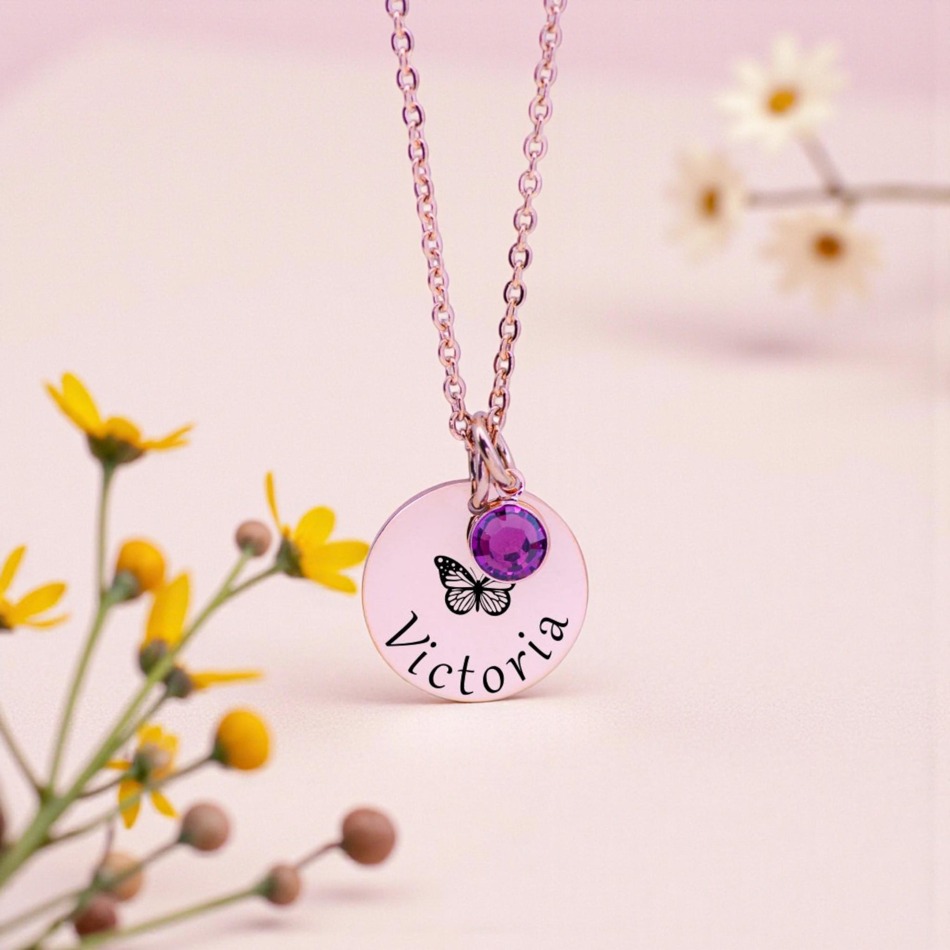 Personalized Child Necklace - close-up of the custom engraving