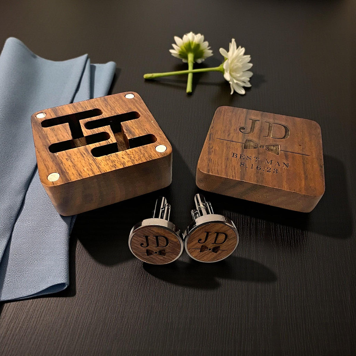 Personalized Wooden Cufflinks Box Set