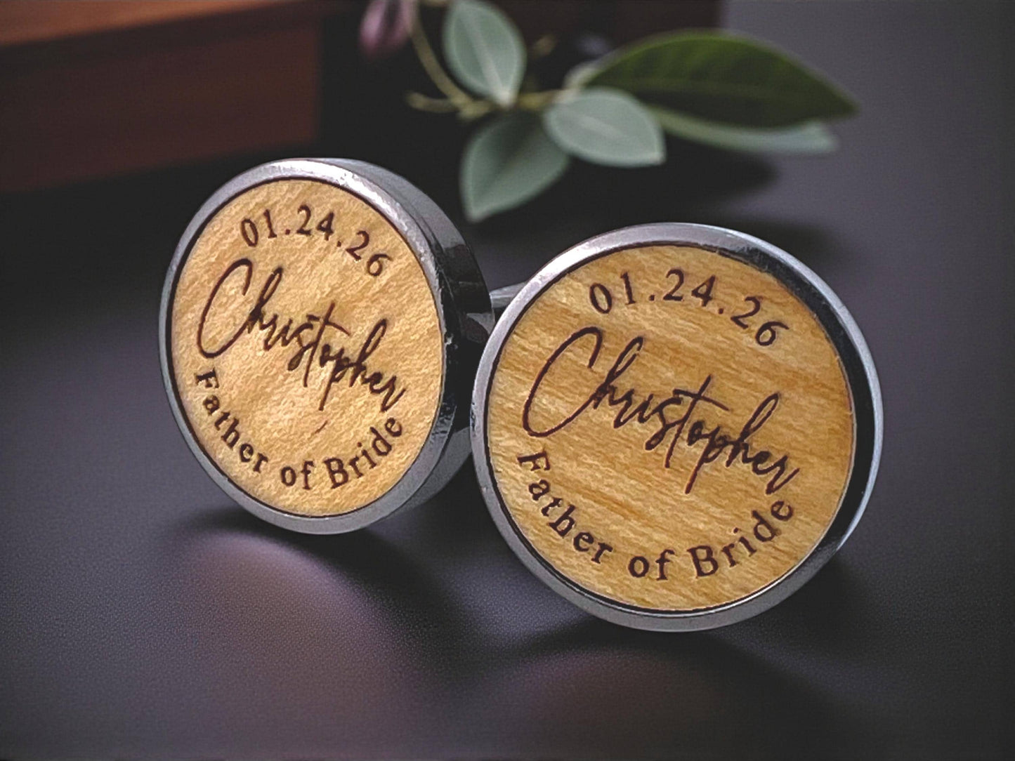 Personalized Wooden Cufflinks Box Set