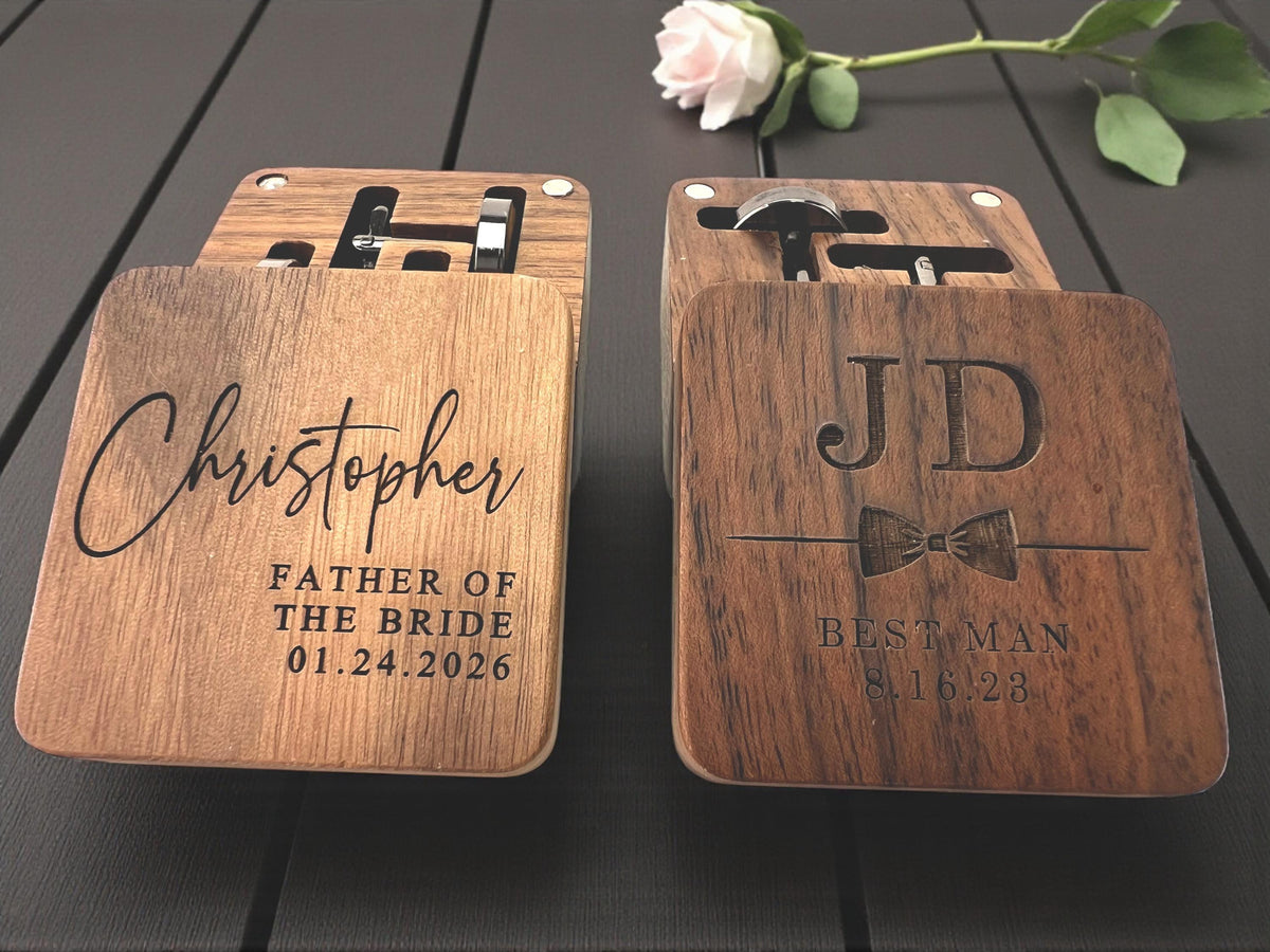 Personalized Wooden Cufflinks Box Set