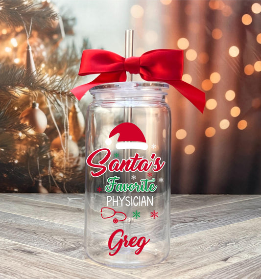 Personalized Christmas Tumbler - close-up of the custom engraving