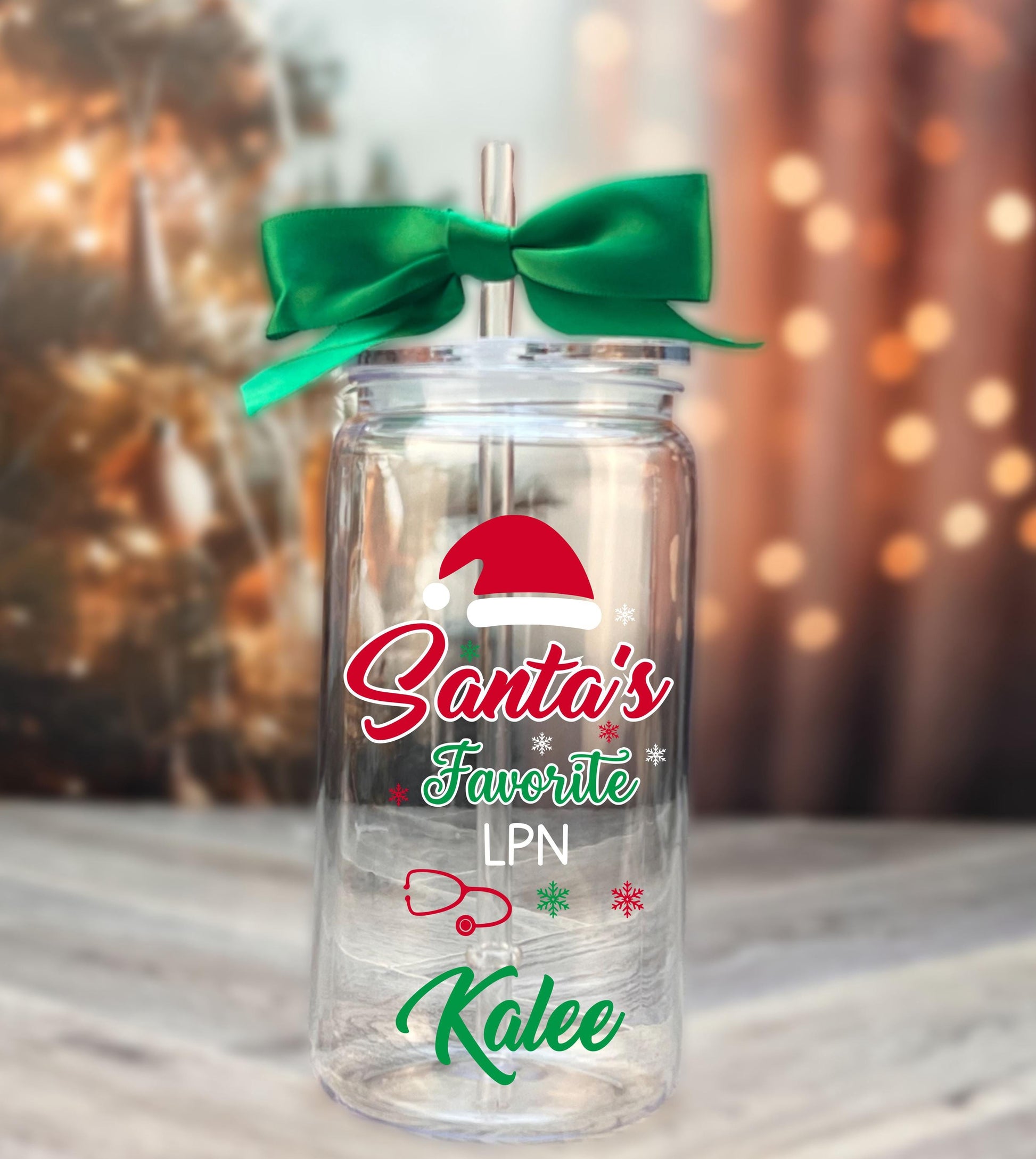 Personalized Christmas Tumbler - personalization example